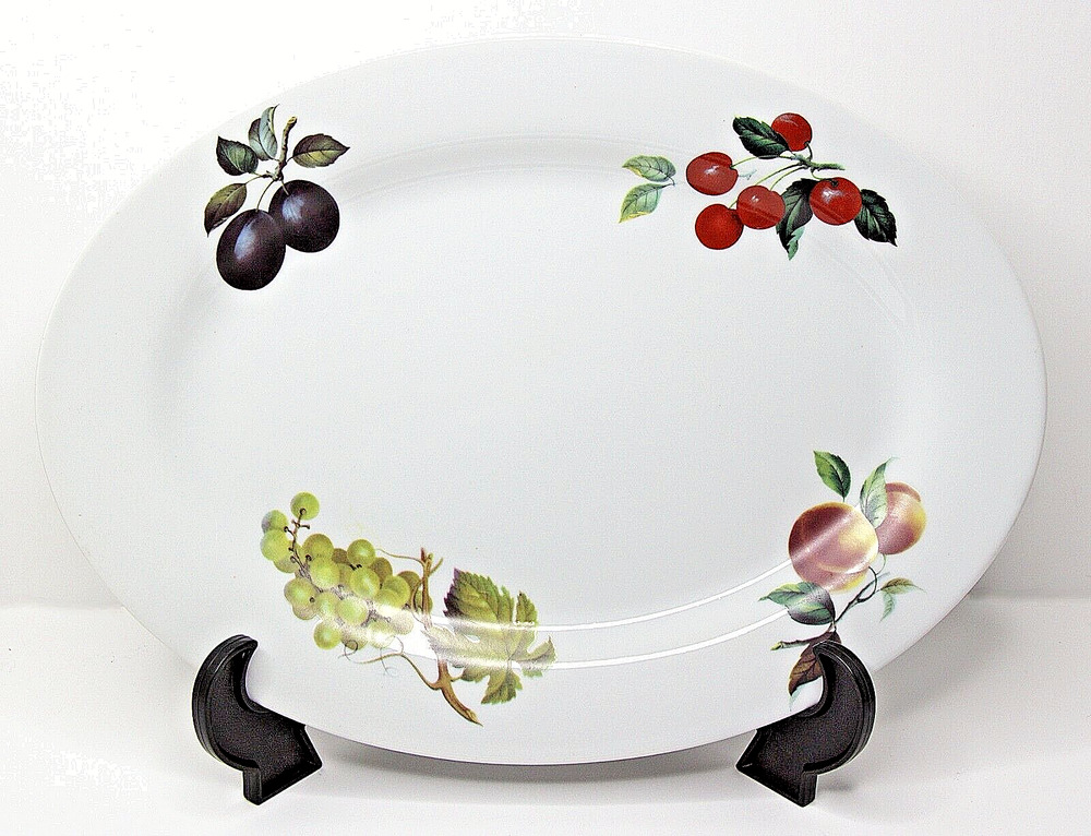 BIA Cordon Bleu Serving Platter White Oval Fruit Motif 14x10.25 in Porcelain